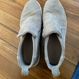 TOMS Light Gray Suede Slip-Ons